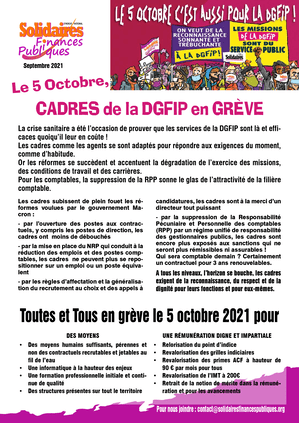 5 octobre 2021 : Cadres de la DGFIP en grève