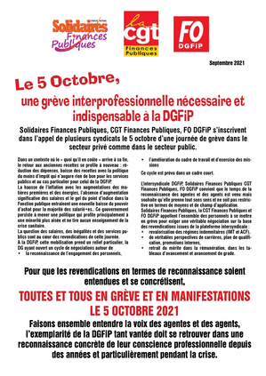 Le 5 octobre une grève interprofessionnelle nécessaire et indispensable à la DGFiP