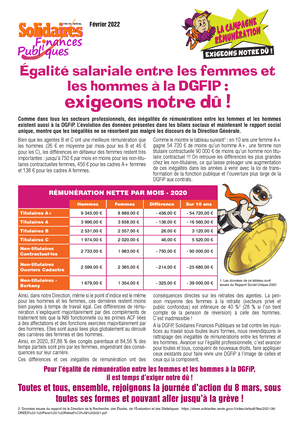 Tract - Égalité salariale entre les femmes et les hommes à la DGFIP : exigeons notre dû !