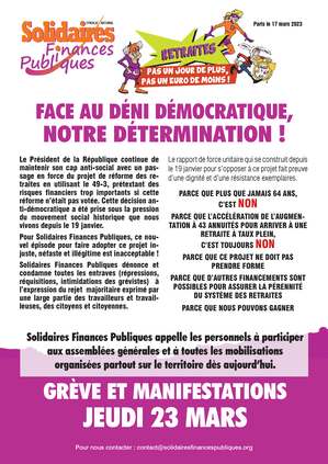 Tract - FACE AU DÉNI DÉMOCRATIQUE, NOTRE DÉTERMINATION !