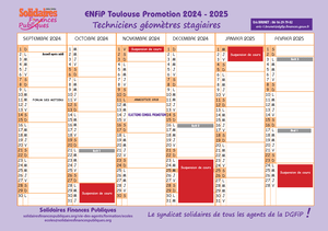 Calendrier techniciens géomètres stagiaires