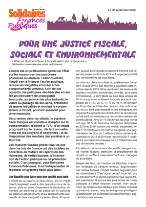 Rapport Solidaires Finances Publiques : Pour une justice fiscale, sociale et environnementale
