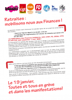 Tract grève retraites  intersyndicale des Finances