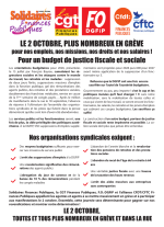 [Tract intersyndical] Le 2 octobre, plus nombreux en grève pour nos emplois, nos missions, nos droits et nos salaires ! 