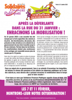 Tract : APRÈS LA DÉFERLANTE DANS LA RUE DU 31 JANVIER : ENRACINONS LA MOBILISATION !