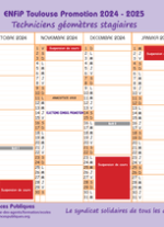 Calendrier ENFiP Toulouse Promotion 2024 - 2025 Techniciens géomètres stagiaires  