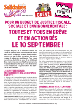 Pour un budget de justice fiscale, sociale et environnementale :  Toutes et tous en grève et en action dès le 10 septembre ! 