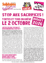 Budgets 2026 :  Stop aux sacrifices ! Toutes et tous en grève le 2 octobre 