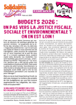Budgets 2026 : Un pas vers la justice fiscale, sociale et environnementale ? On en est loin !