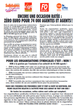  Tract intersyndical :  Zéro euro pour 74 000 agentes et agents !