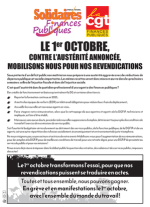 Le 1er octobre, contre l’austérité annoncée, mobilisons nous pour nos revendications