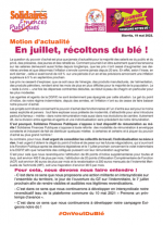 En juillet, récoltons du blé ! (Motion d’actualité du congrès 2022)